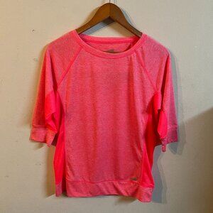 AVIA MEDIUM PINK/ORANGE DRI-FIT 3/4 SLEEVE MESH SIDES ACTIVEWEAR TOP/NEW W/O TAG